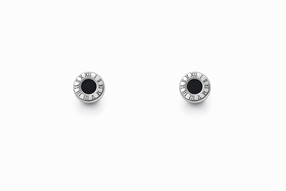 Roman numeral black lacquered earrings