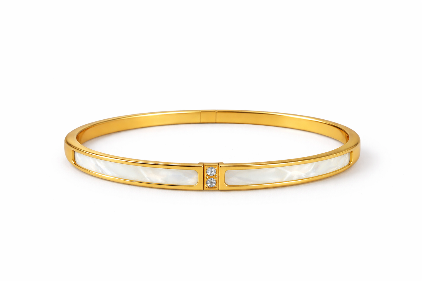 Mother-of-pearl diamond metal bracelet