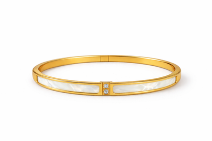 Mother-of-pearl diamond metal bracelet