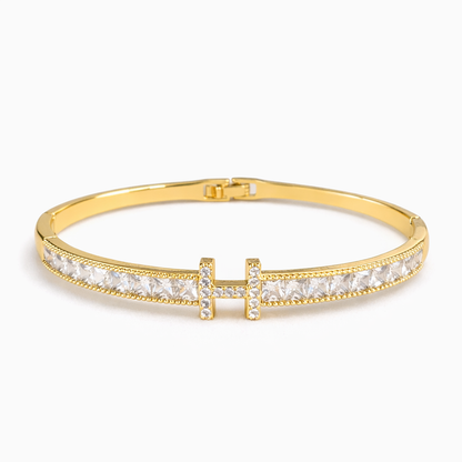 Gold H-letter diamond bracelet