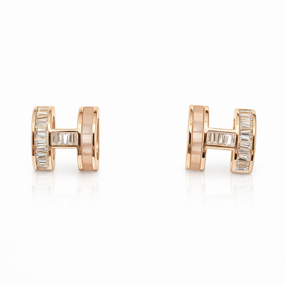 H-shaped design earrings