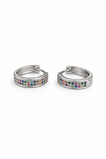 Multi-colour gemstone hoop earrings