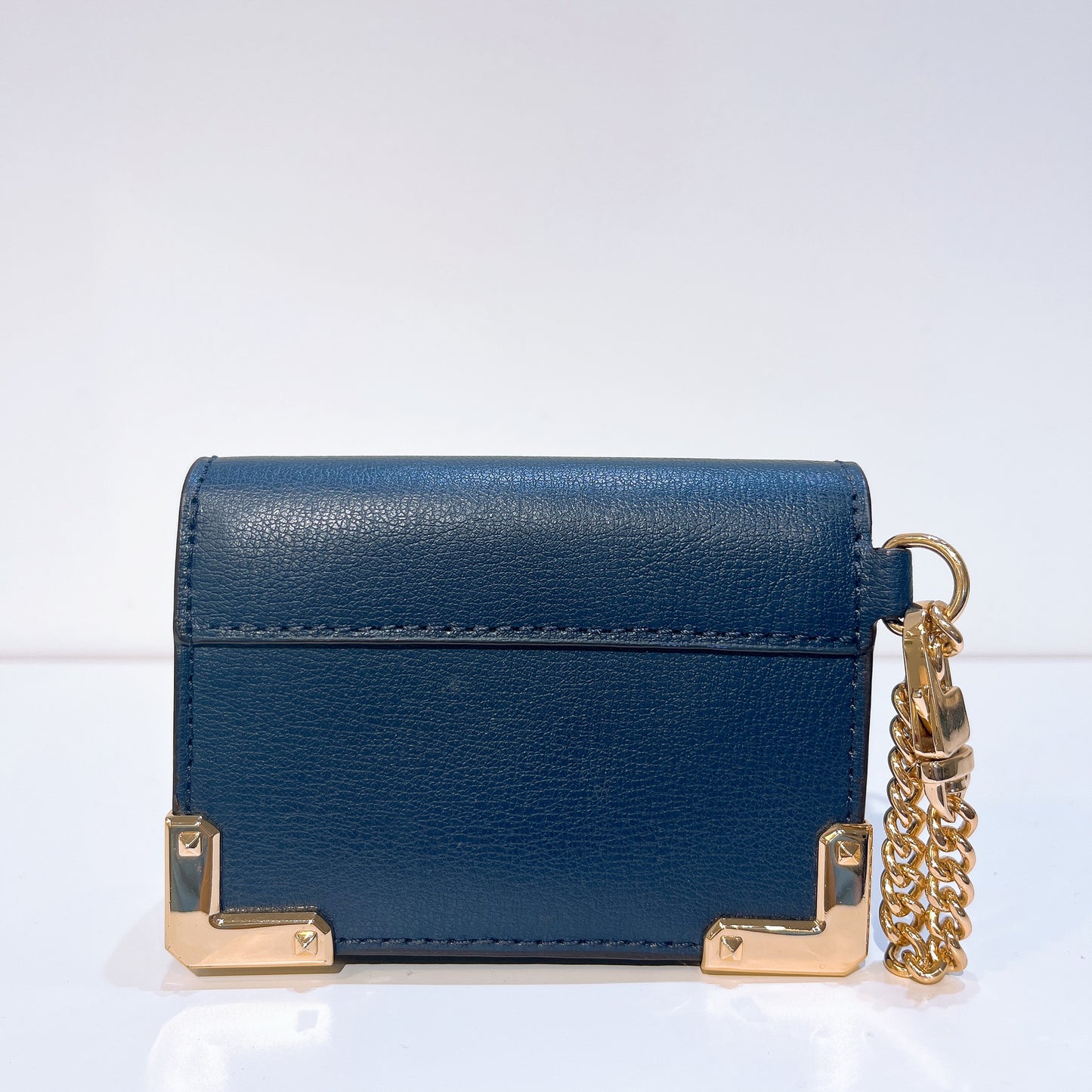 Michael Kors Leather Kinsley Accordion Key Card Holder Wallet (Navy)