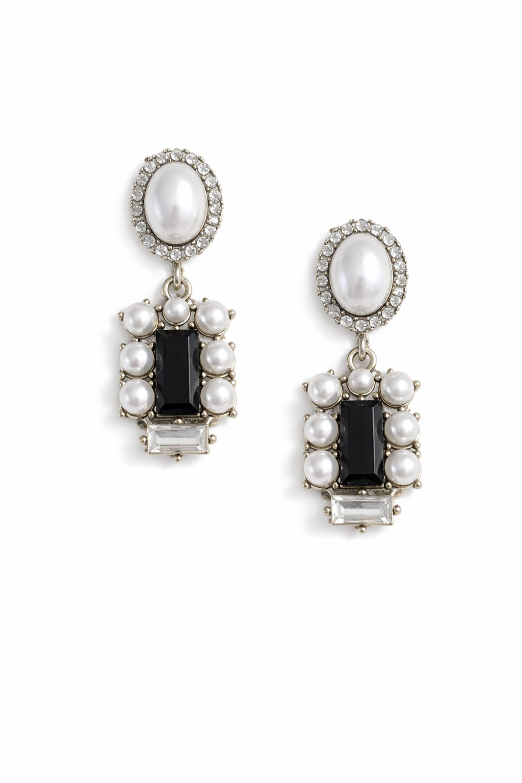 Black and white gemstone earrings