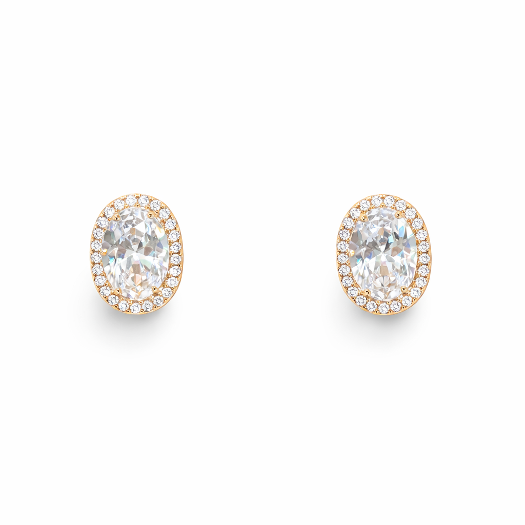 Oval Halo Diamond Earrings