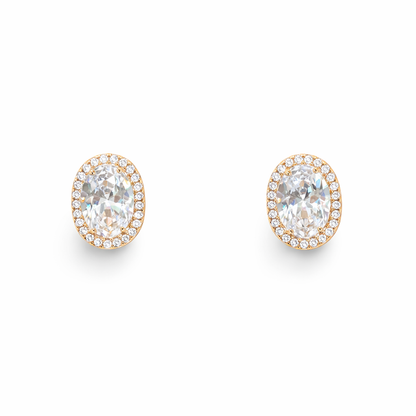 Oval Halo Diamond Earrings