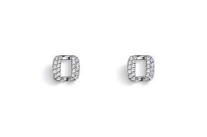Square inlaid circle design earrings