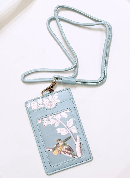Estée Lauder Flower PU Leather Card Sleeve Wallet with Lanyard