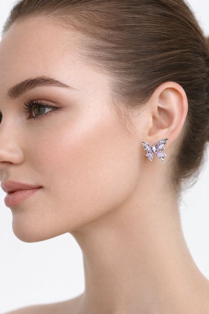 Purple butterfly earrings