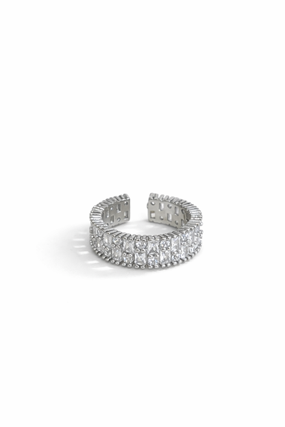 Inlaid square diamond Open (adjustable) ring
