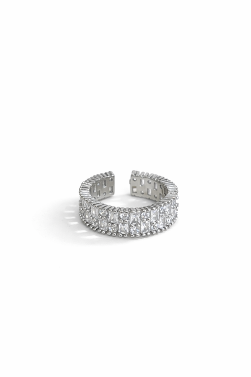 Inlaid square diamond Open (adjustable) ring