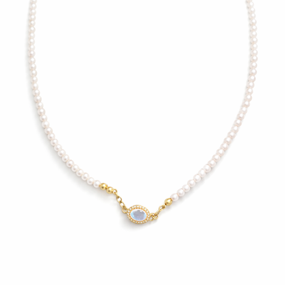 Pearl and moonstone necklace