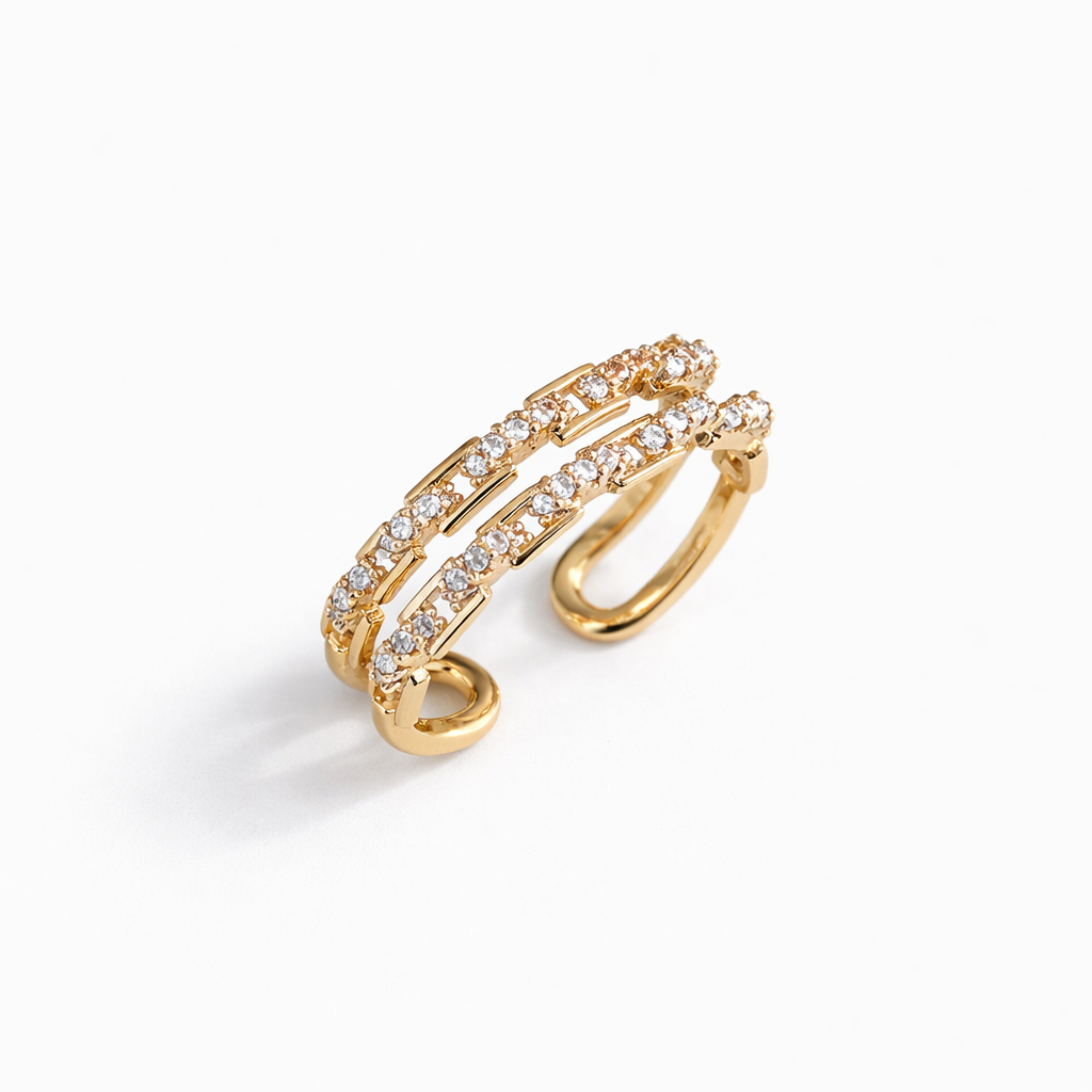 Double-layer diamond adjustable opening ring