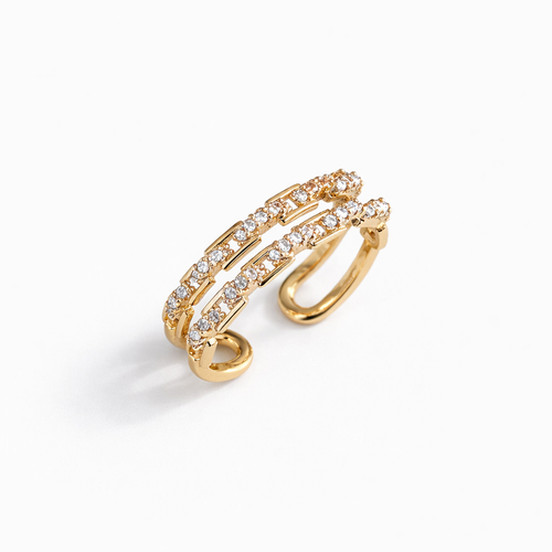 Double-layer diamond adjustable opening ring