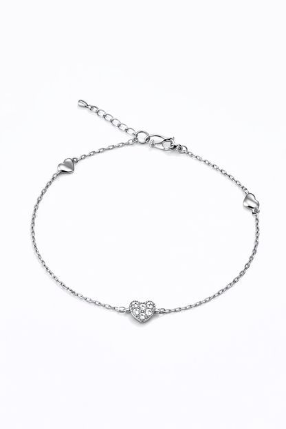 Heart-shaped silver bracelet