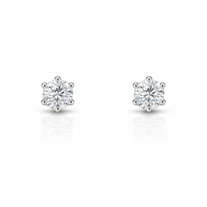 Six-claw inlaid round diamond earrings
