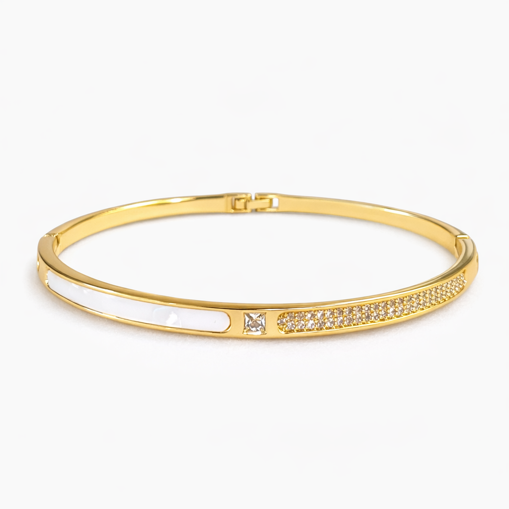 White enamel Gemstone inlay bracelet