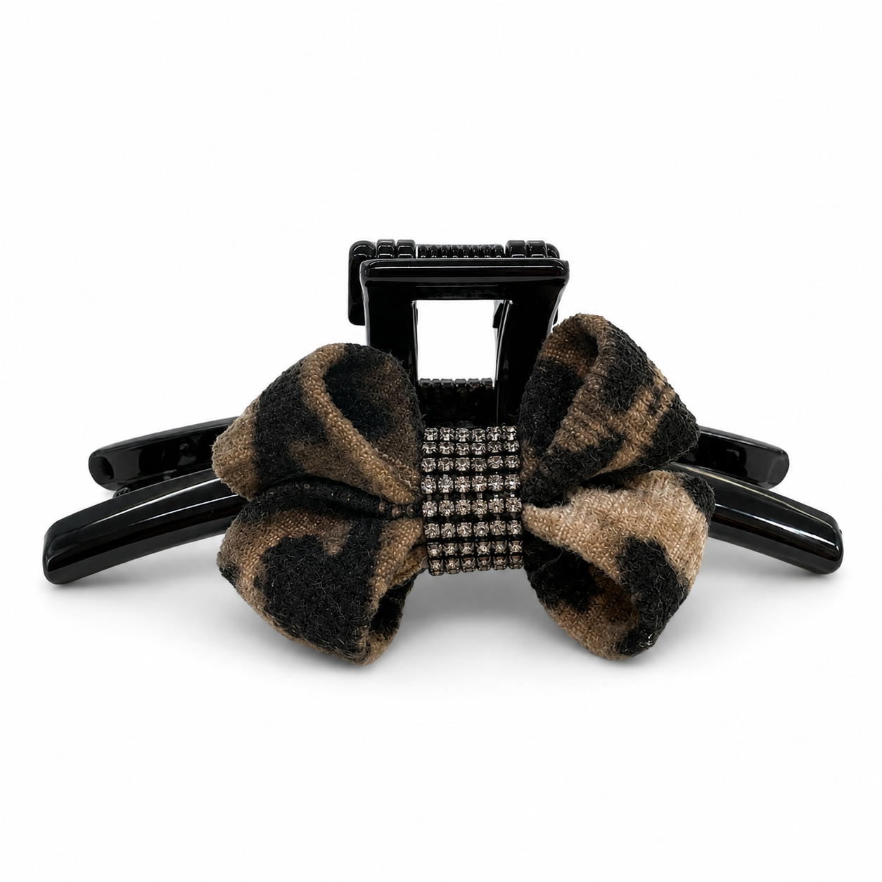 Velvet leopard-print bow Hair Clip