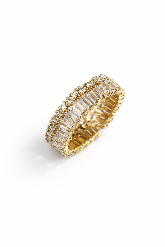 Mixed-cut diamond eternity ring