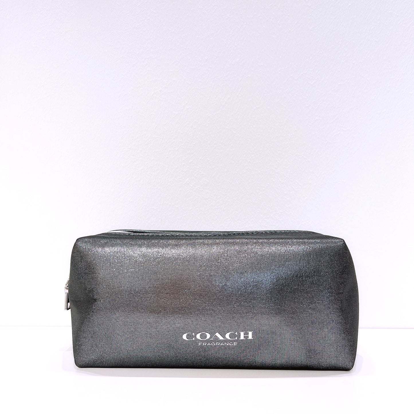 Coach Fragrance Silver Glitter Large Toiletry Cosmetic Bag