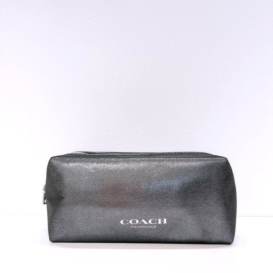 Coach Fragrance Silver Glitter Large Toiletry Cosmetic Bag