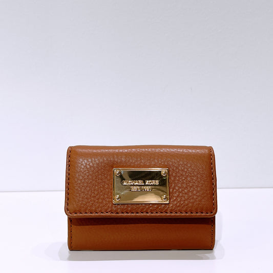 Michael Kors Brown Leather Card Small Wallet with Keychain