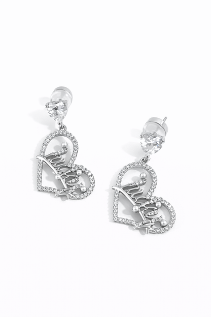 Heart-shaped pendant earrings