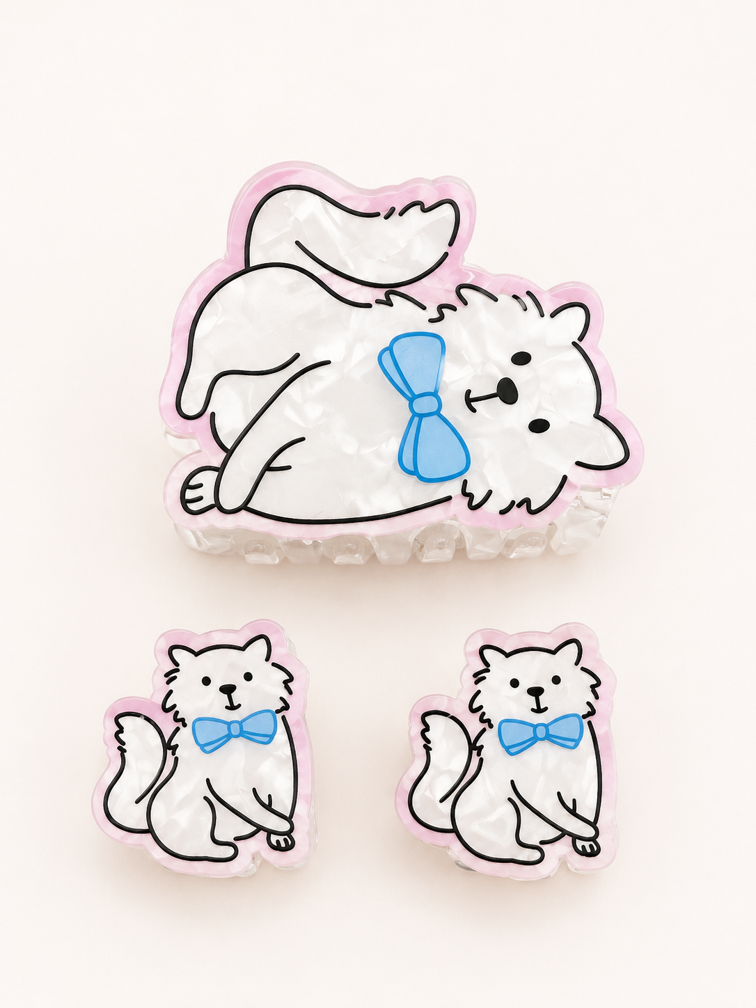 Set of acetate cat and dog hair clips