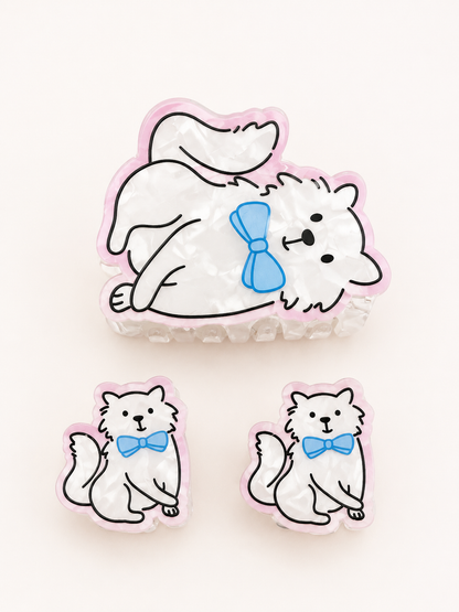Set of acetate cat and dog hair clips