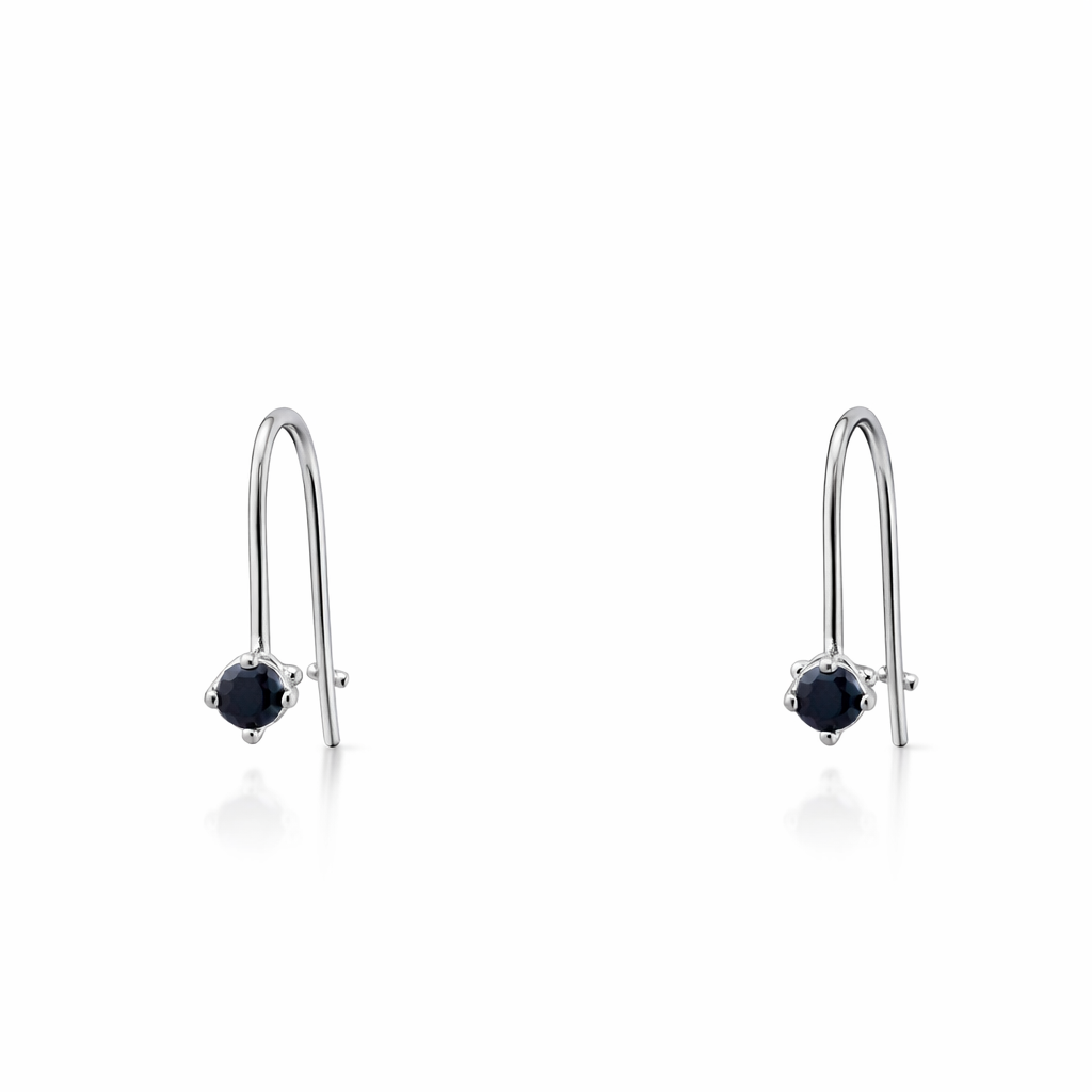 Black diamond mini circle earrings