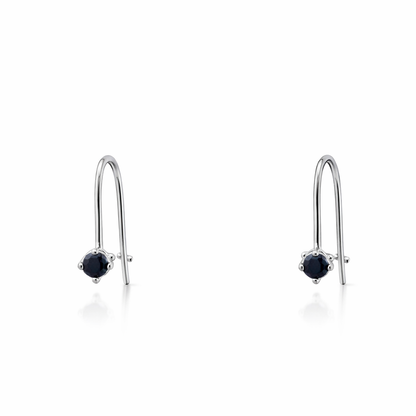Black diamond mini circle earrings