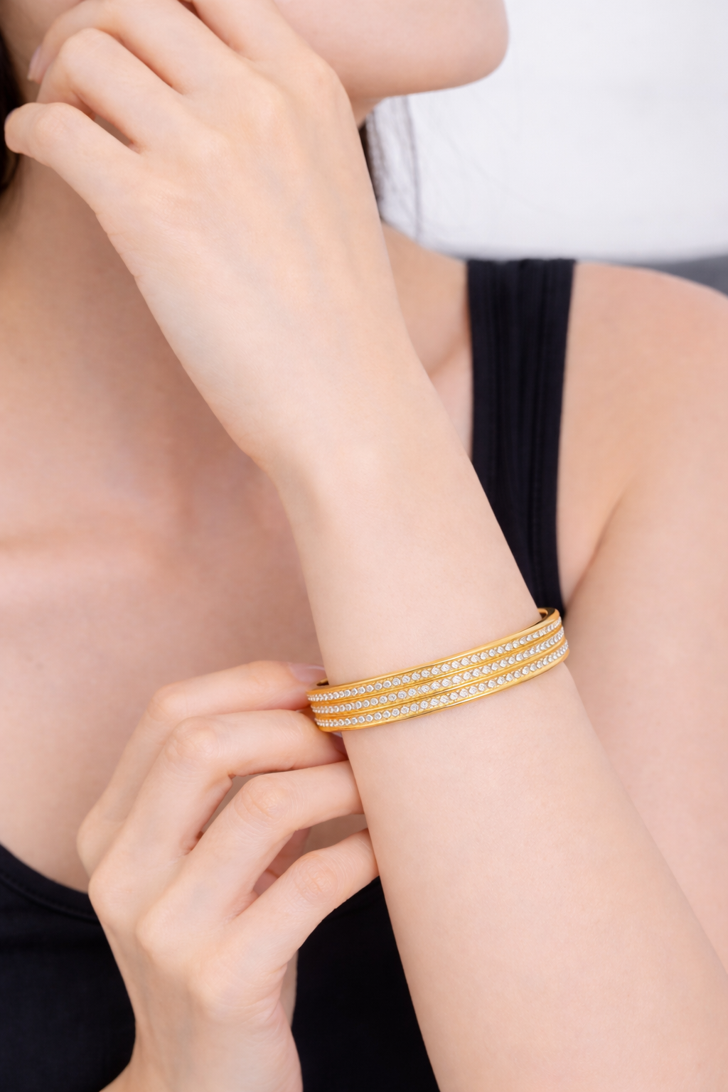 Three rows of inlay bracelet