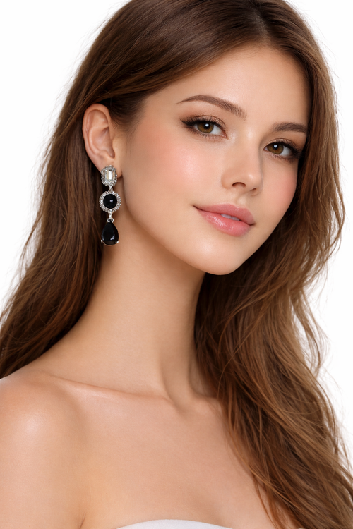 Teardrop-shaped Round pendant earrings