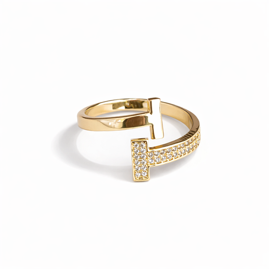 T-shaped open diamond ring
