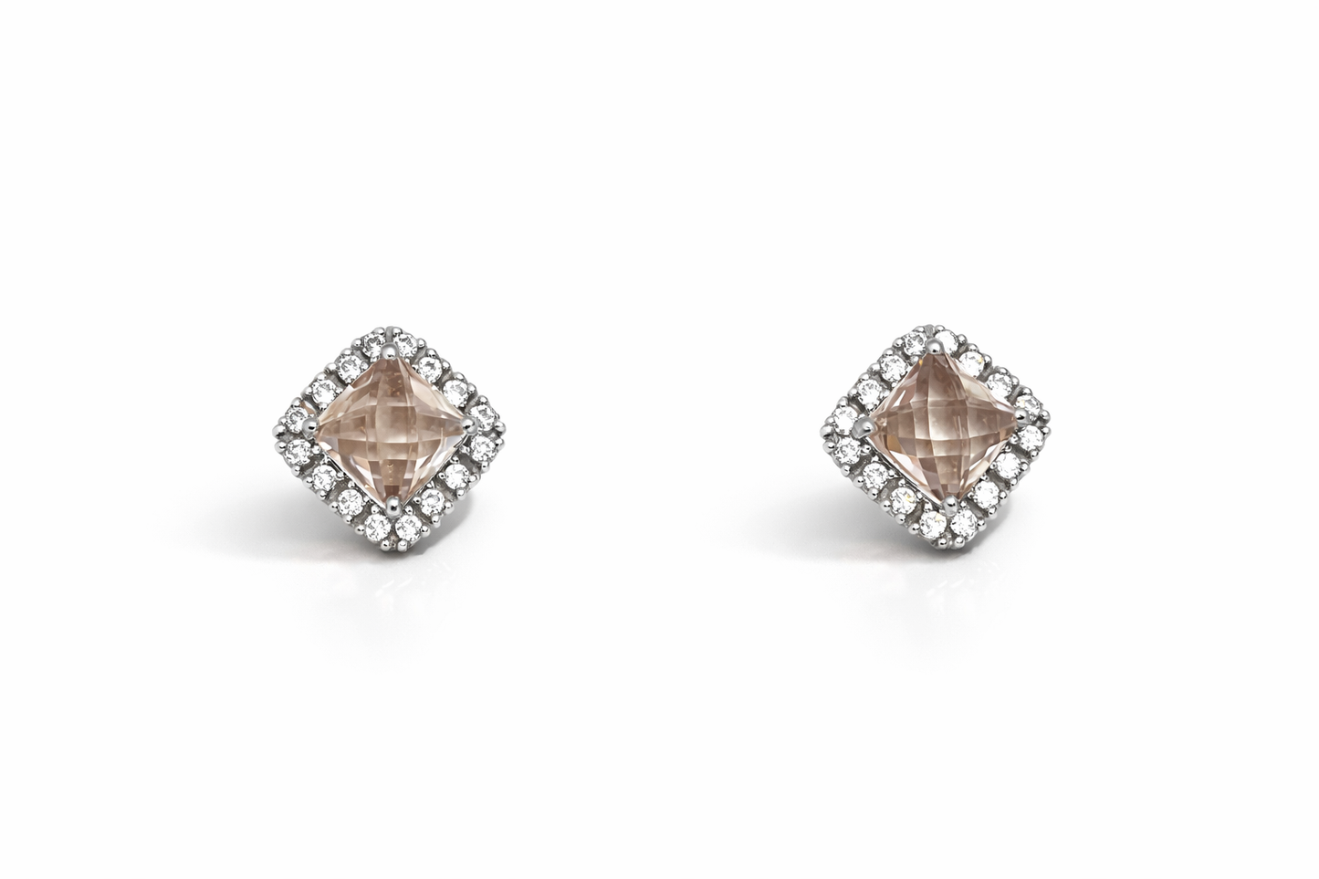 Square gemstone ring earrings