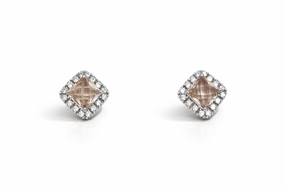 Square gemstone ring earrings
