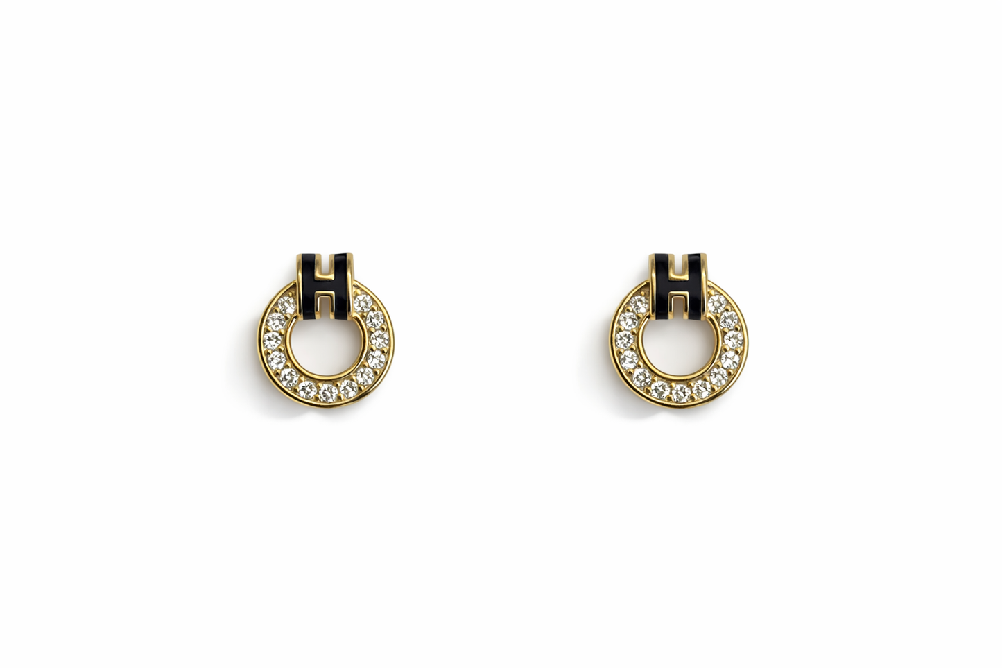 H-letter design earrings