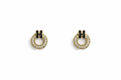 H-letter design earrings