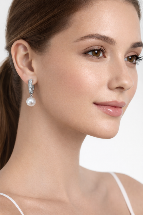 Pearl pendant ring earrings