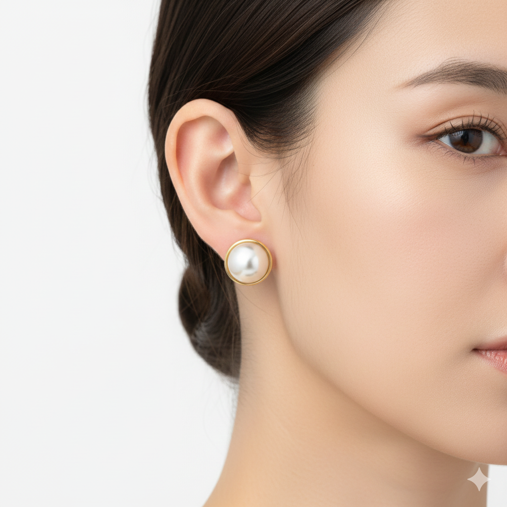 Vintage French-Style Gilded Mabe Pearl Studs
