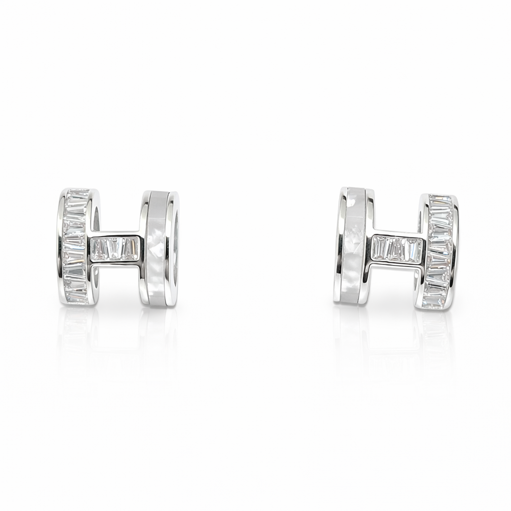 H-shaped design earrings
