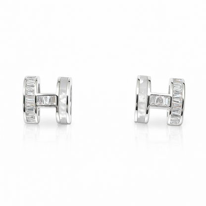 H-shaped design earrings