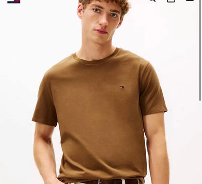 Tommy Hilfiger Cotton Short Sleeves Round Neck T-shirt Dk Brown