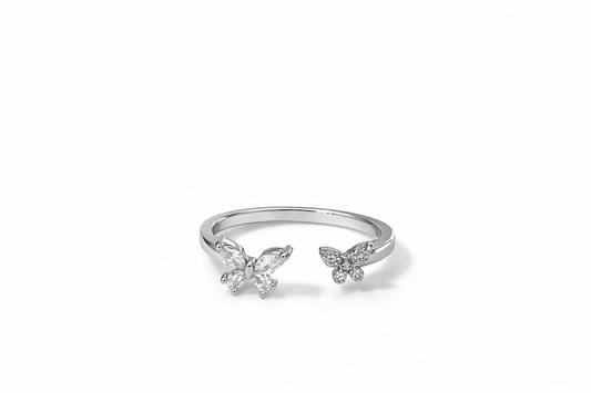Silver butterfly opening ring