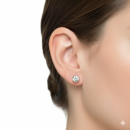 Bezel-set moissanite stud earrings