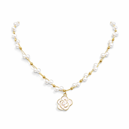Camelia pendant Pearl necklace