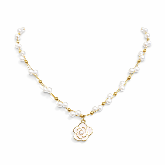 Camelia pendant Pearl necklace