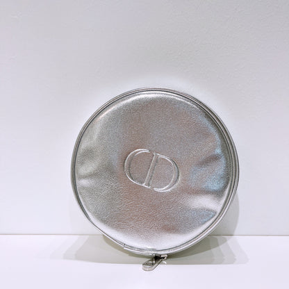 Dior Beauty Round Zipped Silver Pouch