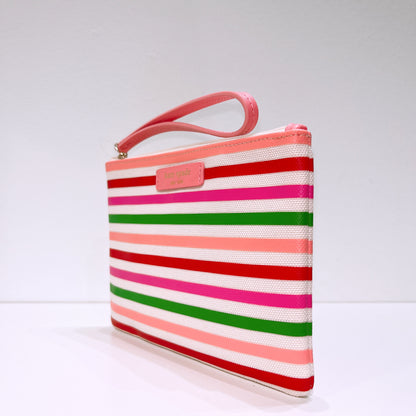 Kate Spade Rainbow striped canvas Large Pouch Wristlet