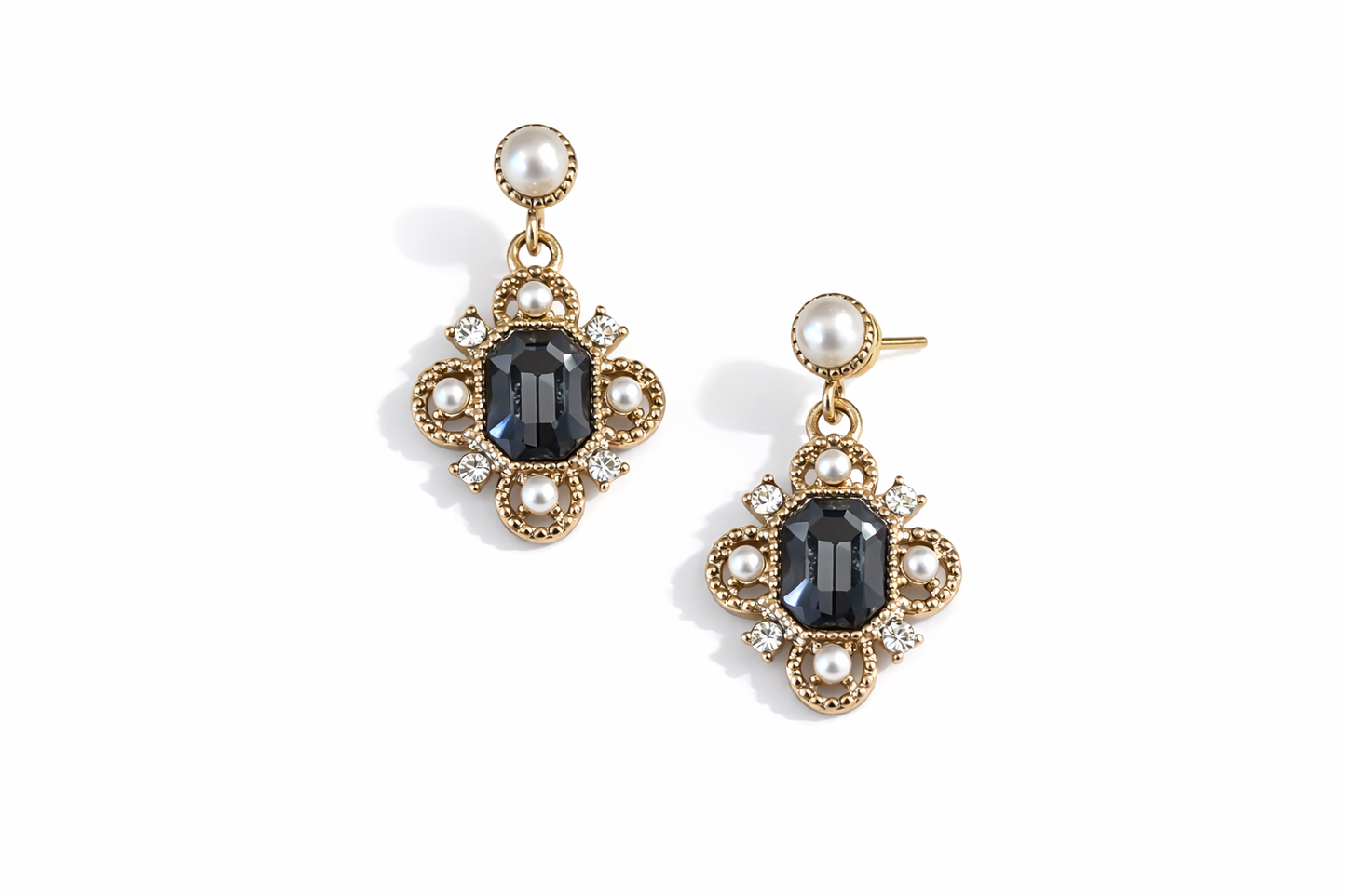 Gemstones and pearls earrings
